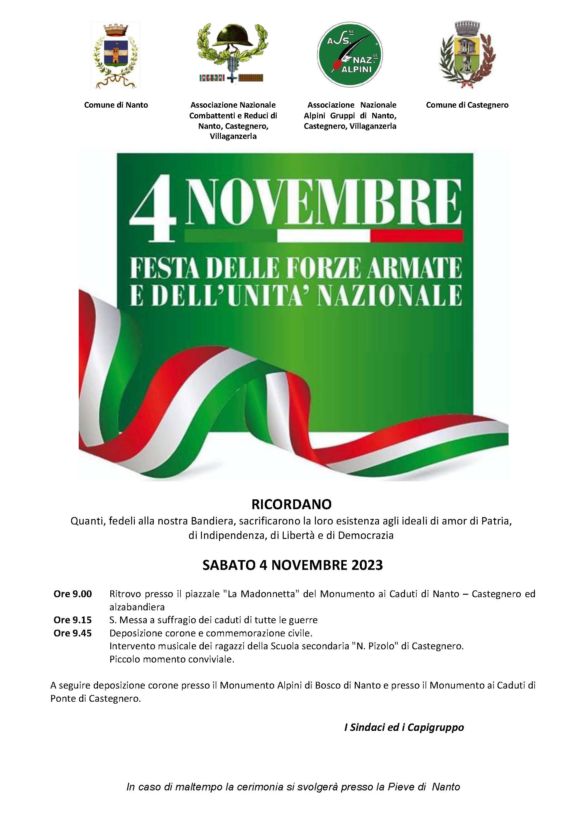 Commemorazione 4 novembre 2023